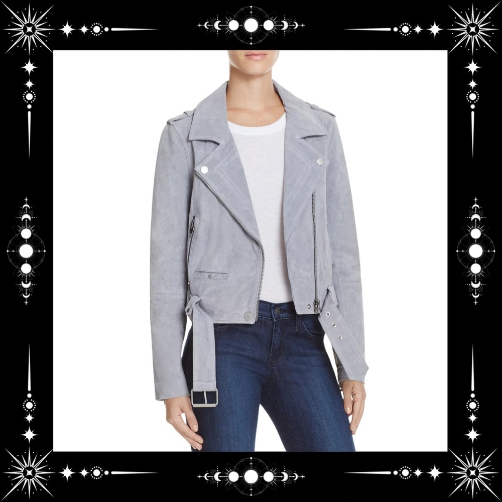 Blank NYC suede leather jacket cloud grey